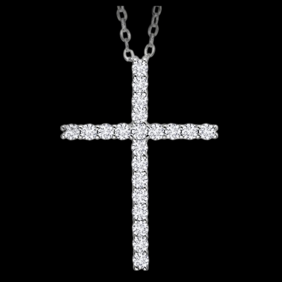 Jewelry - 0.17ct Diamond Cross Pendant Necklace Moissanite Gift Anniversary Women